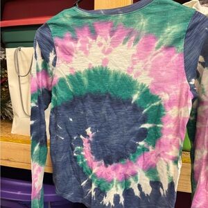 Abercrombie & Fitch Kids Tie-Dye Long Sleeve Shirt - Blue, Pink, Green